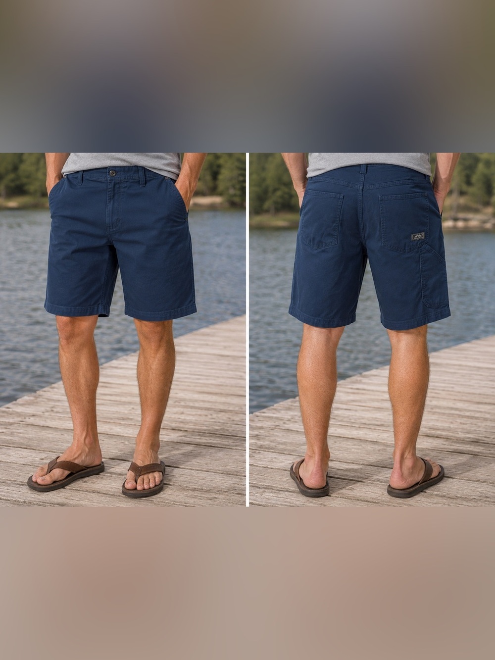 EDDIE BAUER Deep Navy Flat Front Carpenter Men's Shorts Sz 38, NWOT